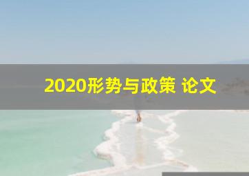 2020形势与政策 论文